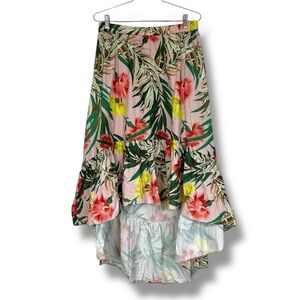 ASOS Hi-Low Ruffle Floral Palm Skirt 10